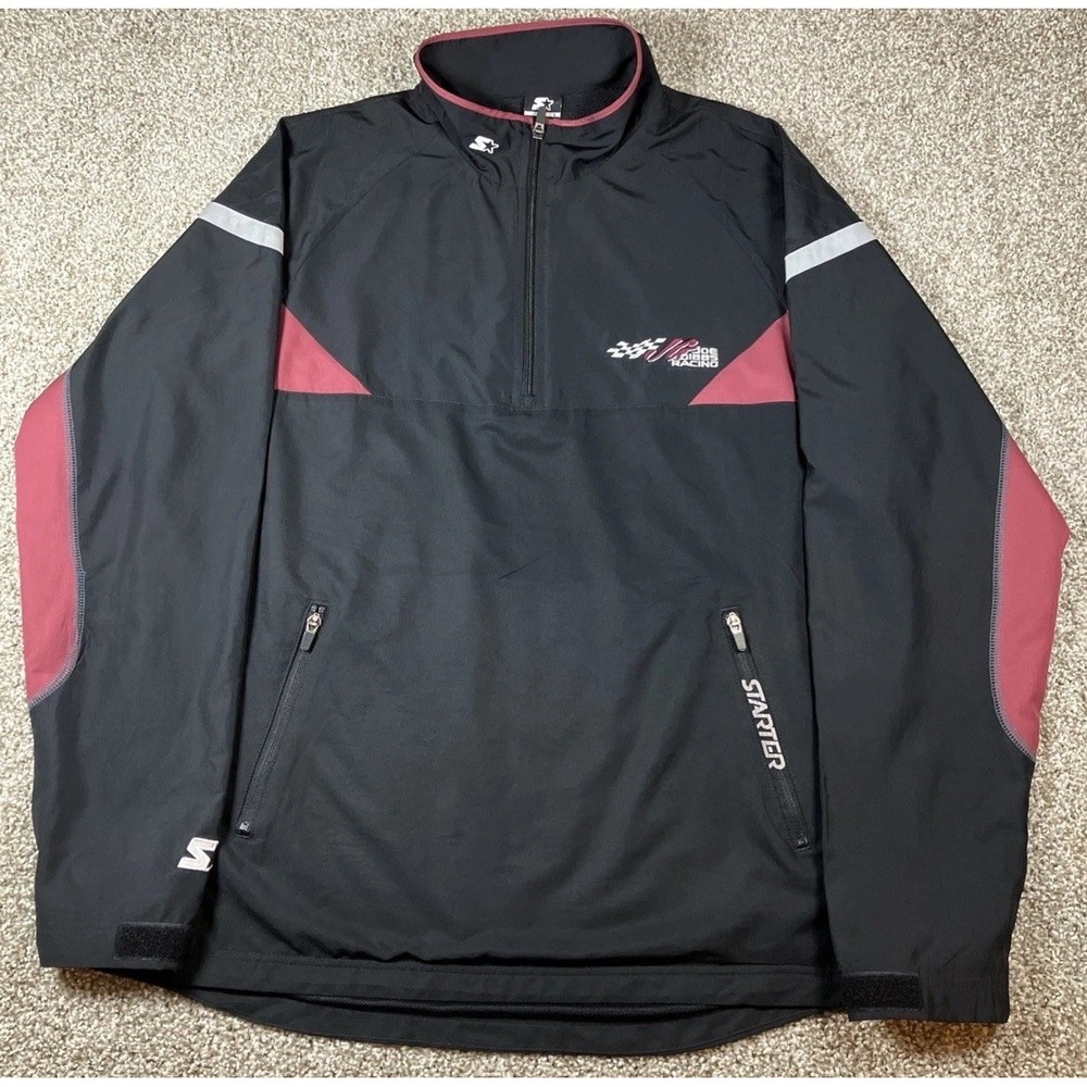 Starter Joe Gibbs Racing 1/4‎ Zip Pullover Windbreaker Jacket Black Men's Large